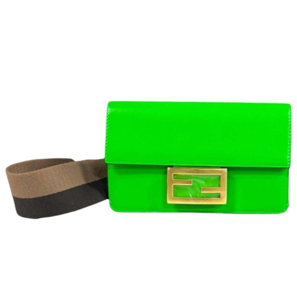 FENDI Green Leather Shoulder Bag